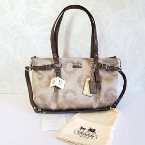 Coach Madison Carryall Satchel Bag In Khaki Mahogany Brown NWT